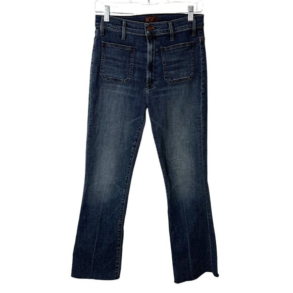 MOTHER Denim - Mother Denim High-Waist Straight-Leg Fray Hem Jeans Patch-Pocket Womens Size 28